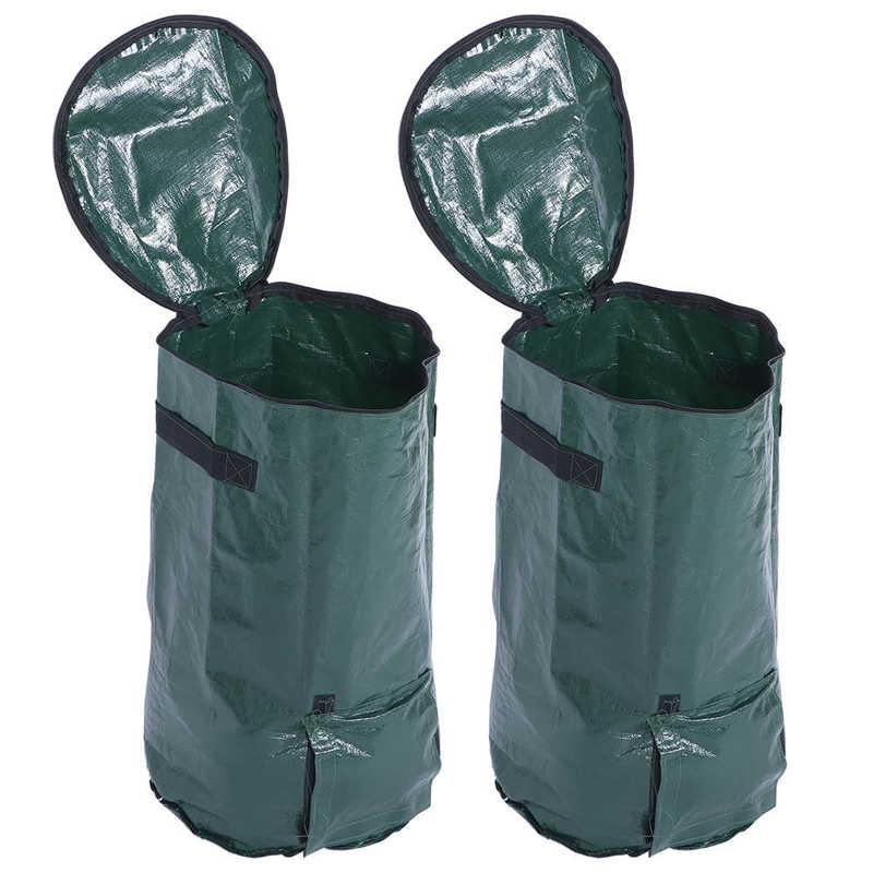 2Pcs 15 Gallons Home Yard Planting Rubbish Bag Reusable Garden Lawn Patio Leaf Waste Bags Laundry Container Garden Supplies