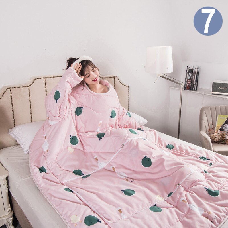 Doven quilt med ærmer varm tykning tæppe multifunktion blød til hjemmevinter lur  tn99: 07