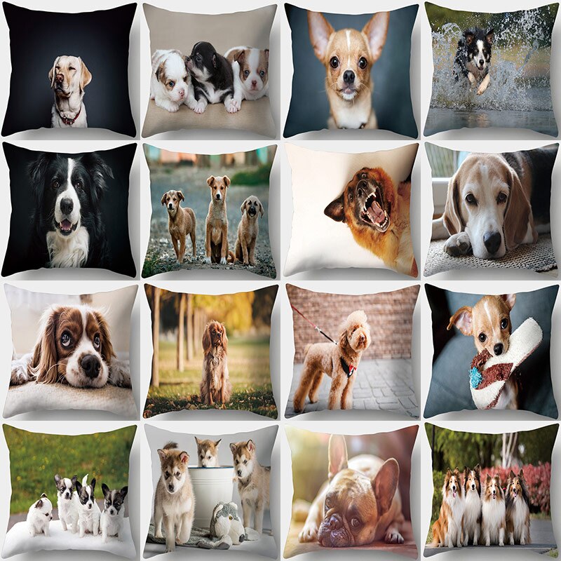 Mopshond print decoratieve kussens kussensloop polyester kussenhoes sierkussen bank woonkamer decoratie kussensloop 40958