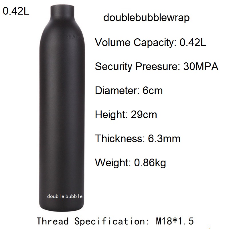 Tanque de botella de aluminio de 0,22l-0,5l, cilindro de tanque de 4500 PSI, planta de acuario de buceo, tanque de CO2, rosca de tanque de oxígeno de buceo M18 * 1,5