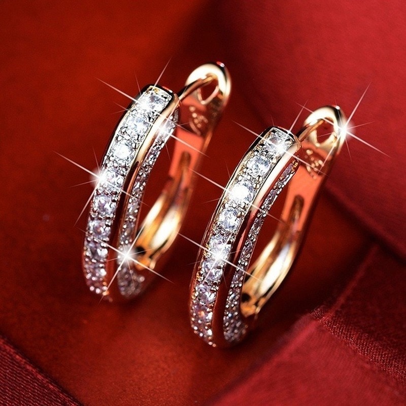 Moda de luxo zircon brincos redondos geométricos brincos de argola de ouro jóias brincos de orelha para o presente de aniversário de casamento de luxo feminino