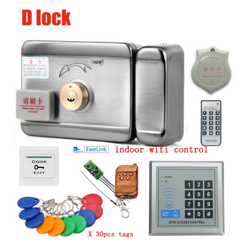 Automatic Door Closers Security System Keypad RFD Door Access Control System Wifi Access Control RFID Reader Electronic Lock Kit: D kit C