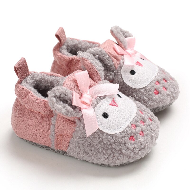 Baby Winter Shoes Toddler Infant Girls Boys Cartoon Warm Winter Shoes Boots Girls Boys First Walkers Walking Shoes: Gray pink / 13-18 Months