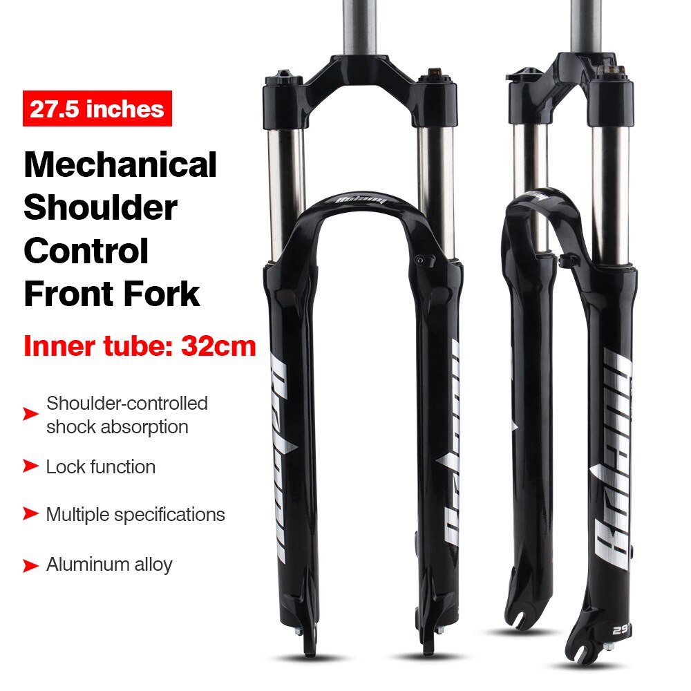 MTB Fork Air Bicycle Front Suspension 26/27.5/29inch 32mm Straight Tube Manual Mechanical Lockout Alloy Quick Release Bike Fork: 27.5