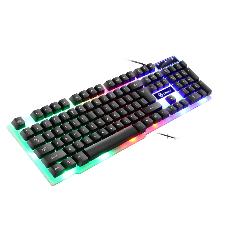 Usb kablet gaming tastatur mus sett pc rainbow fargerik led bakgrunnsbelyst gamer gaming mus og tastatur combos kit hjemmekontor: Bare svart tastatur
