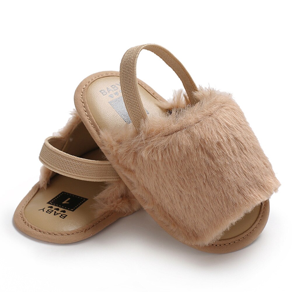 Peuter Baby Meisje Zomer Cool Pompom Anti-Flops Platte Sandalen Schoenen Fit 0- 24 M: Bruin / 13-18 months