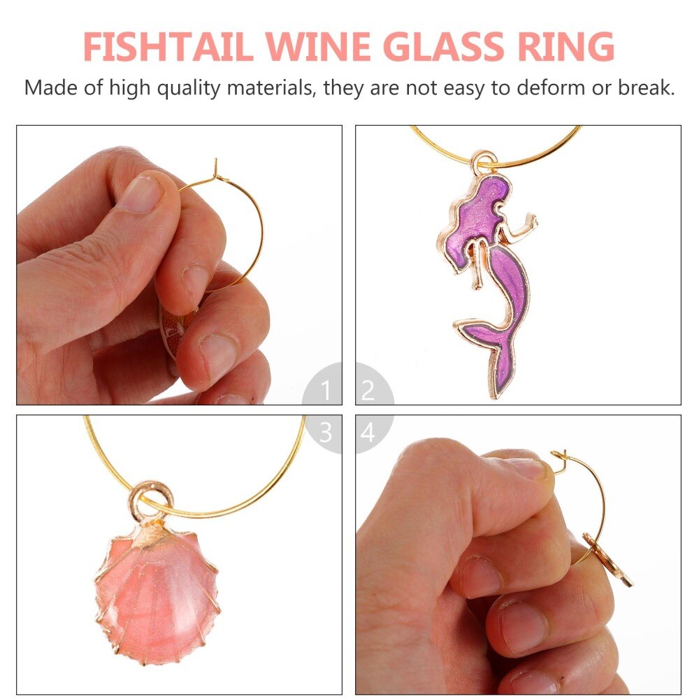 18 stk charms glas identifikatorer vinglas ringe glas drink markører tags festartikler (assorteret farve)
