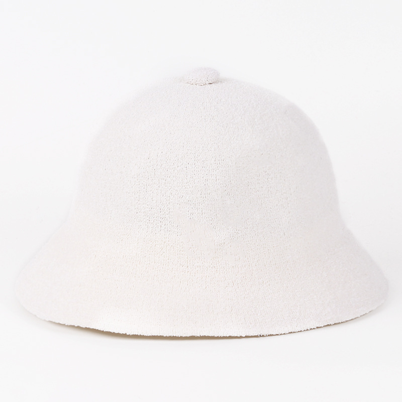 Alta qualidade Outdoor Casual Blank respirável Dobrável Terry Towelling Bucket Hat: Branco