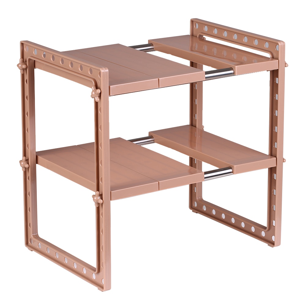 2-Tier Under Sink Storage Rack Expandable Shelf Storage Organizer Adjustable Stainless Steel For Kitchen Office Bathroom Storage