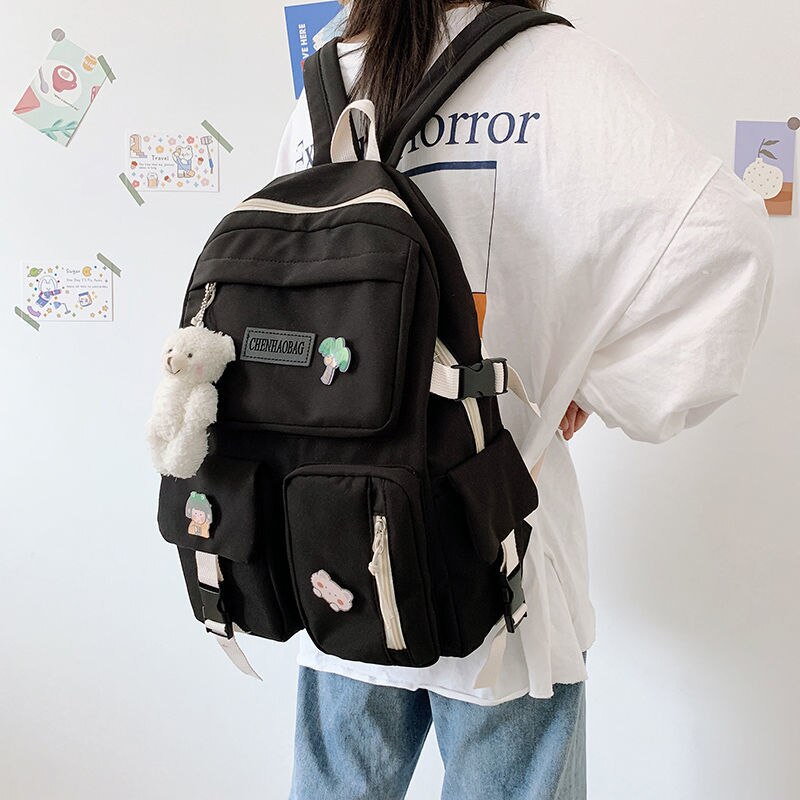 Niedliche schultaschen für mädchen, Teenager-rucksäcke für sterben mittelschule, damen 2022 rucksäcke Ich bin lässigen Hochschule-stil: Schwarz