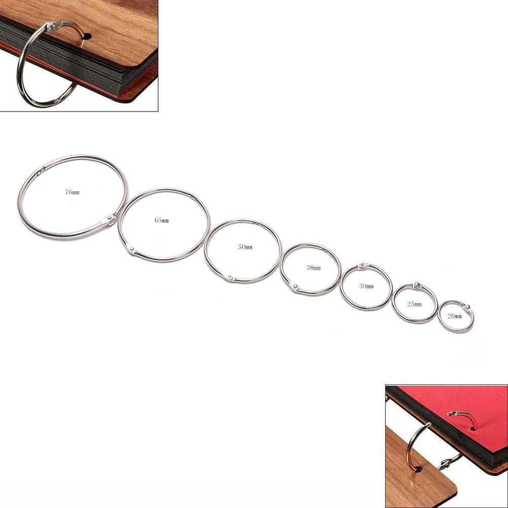 10 Pieces Of Metal Ring Binder Bookshelf Hinge Ring Keychain Adhesive DIY Craft Photo Album Scrapbook Split Ring 19mm-75mm