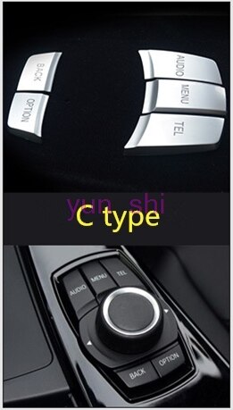 Auto Innen Multimedia-Taste Aufkleber Getriebe Kopf Rahmen Shift-Trim Für BMW F01 F07 F10 11 F20 F22 F25 F26 f30 F32 F34 F36 RHD/LHD: C type button cover