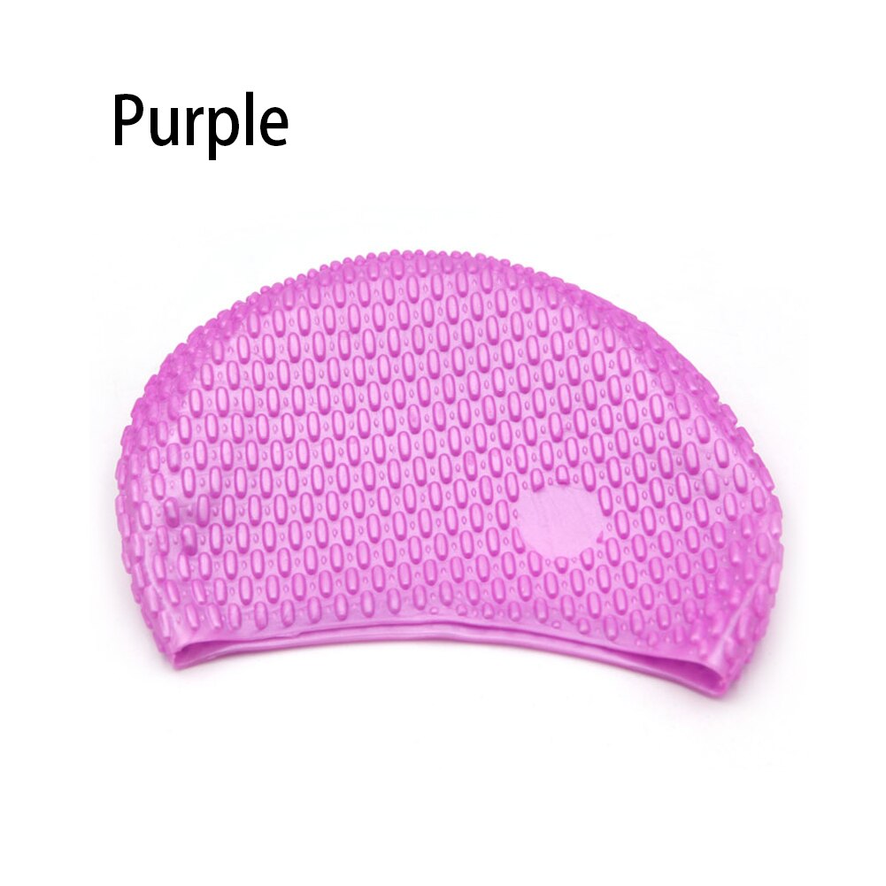 Silica gel Solid color Swimming cap adult Water droplets waterproof: Purple