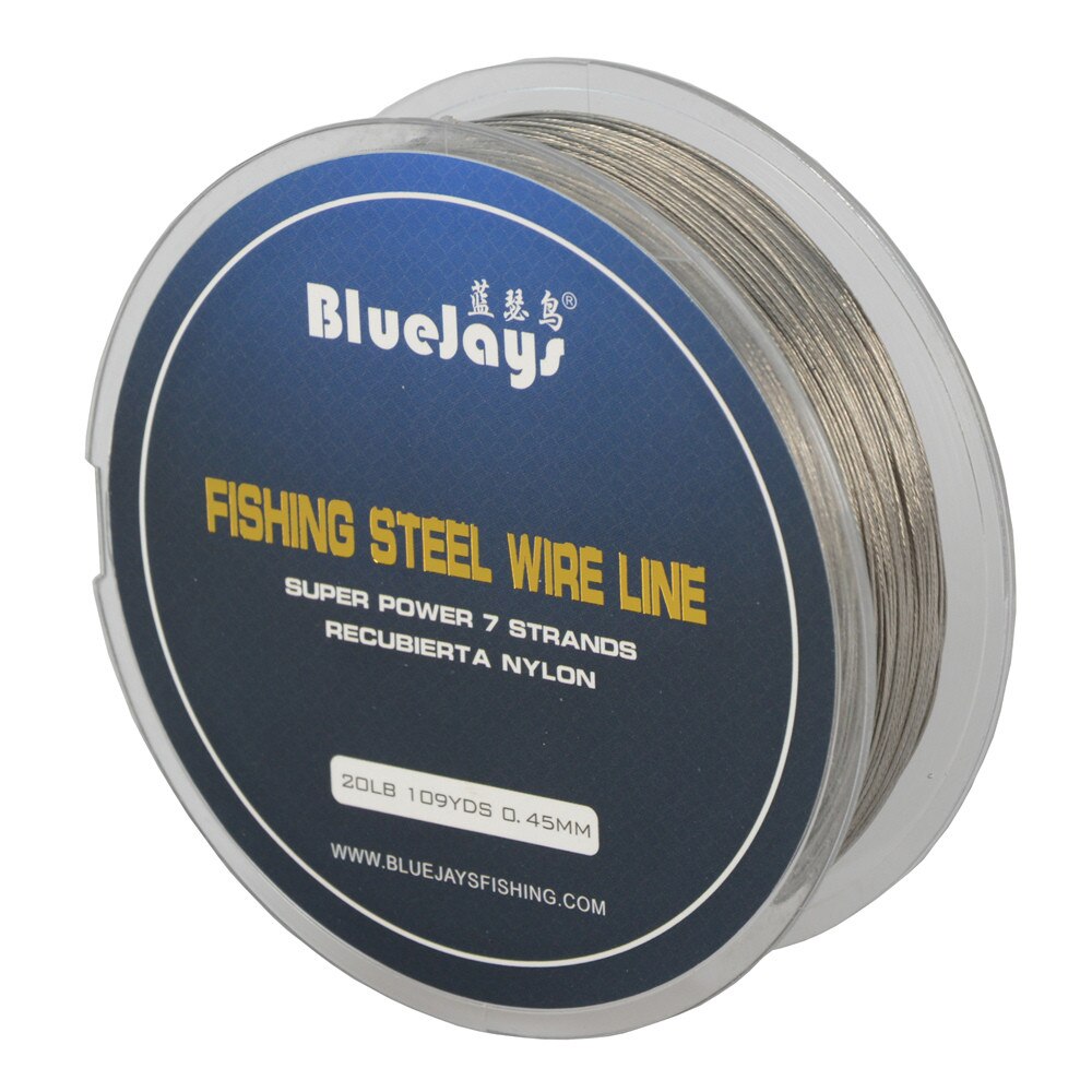 100m 1*7 tråde rustfrit stål tråd fiskesnor trådspor med belægning wire leder belægning jigging wire bly fiskelinje blød: 20lb 0.45mm 100 meter