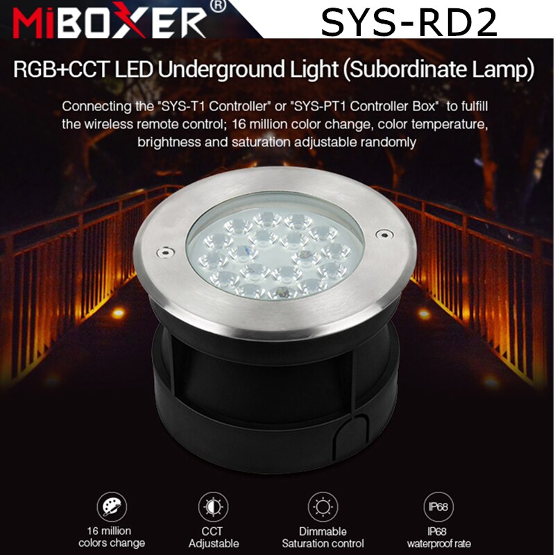 Miboxer SYS-RD2 9W RGB+CCT LED Underground Light IP68 Waterproof Wireless Remote Control Subordinate Lamp