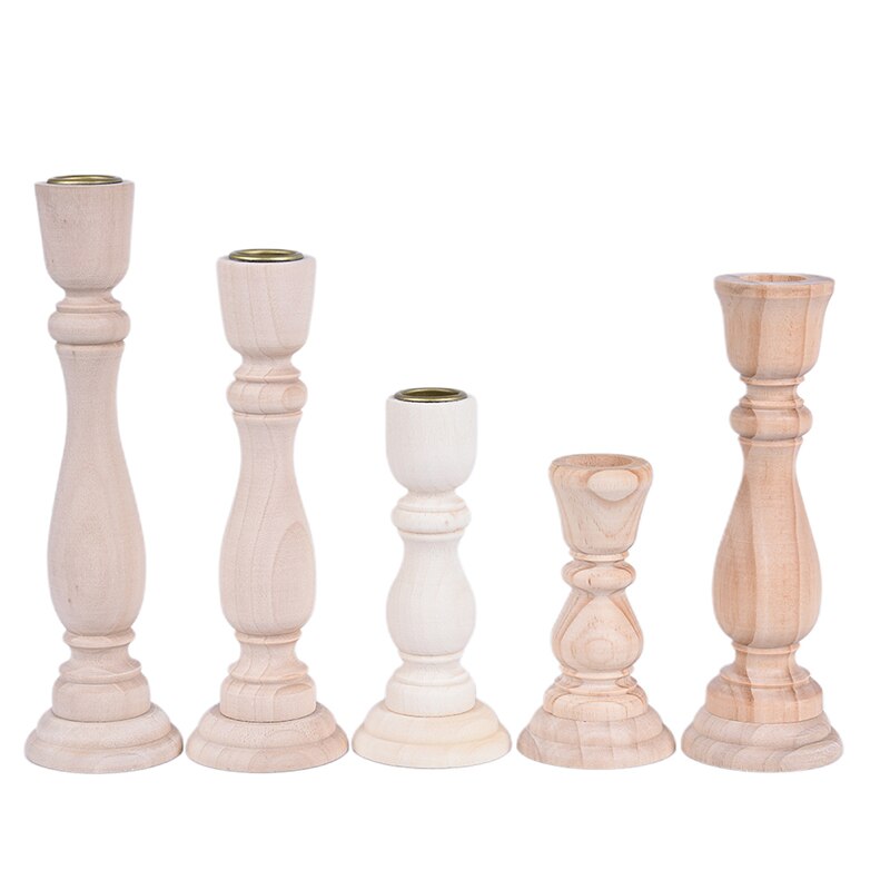 1pc Candle Holders Unfinished Candlesticks Holders Unpainted Wood Classic Craft Candlesticks Holders DIY Home Wedding Decoration