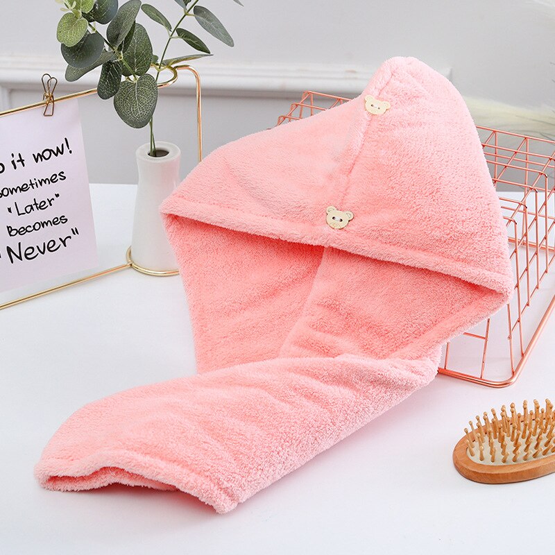 Microfiber Stof Badhanddoeken Wrap Droog Geperst Haar Sauna Handdoek Textiel Badjas Vrouwen Cap Spa Producten Voor Badkamer Thuis: Roze
