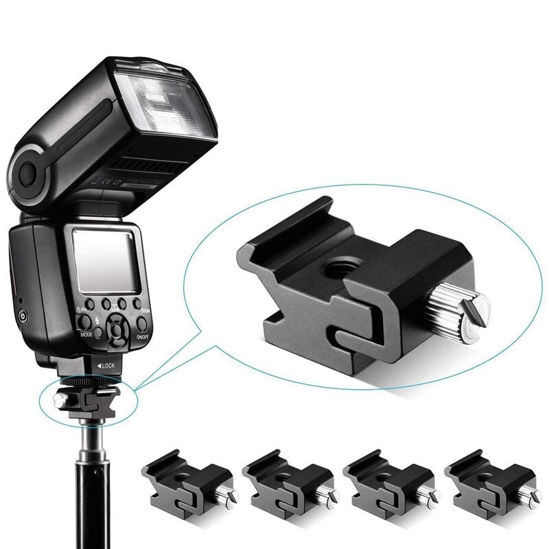 Topp 5 st kamera metall kallsko sko blixt fäste montering adapter med 1/4 stativ skruv för ljus stativ stativ