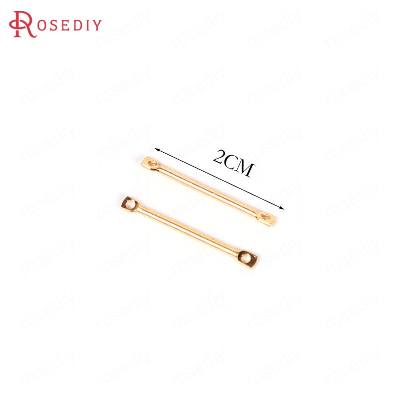 20PCS 2/2.5/3/3.2/3.5/4CM 24K Gold Color Plated Brass 2 Holes Round Connect Rod Charms Diy Jewelry Accessories