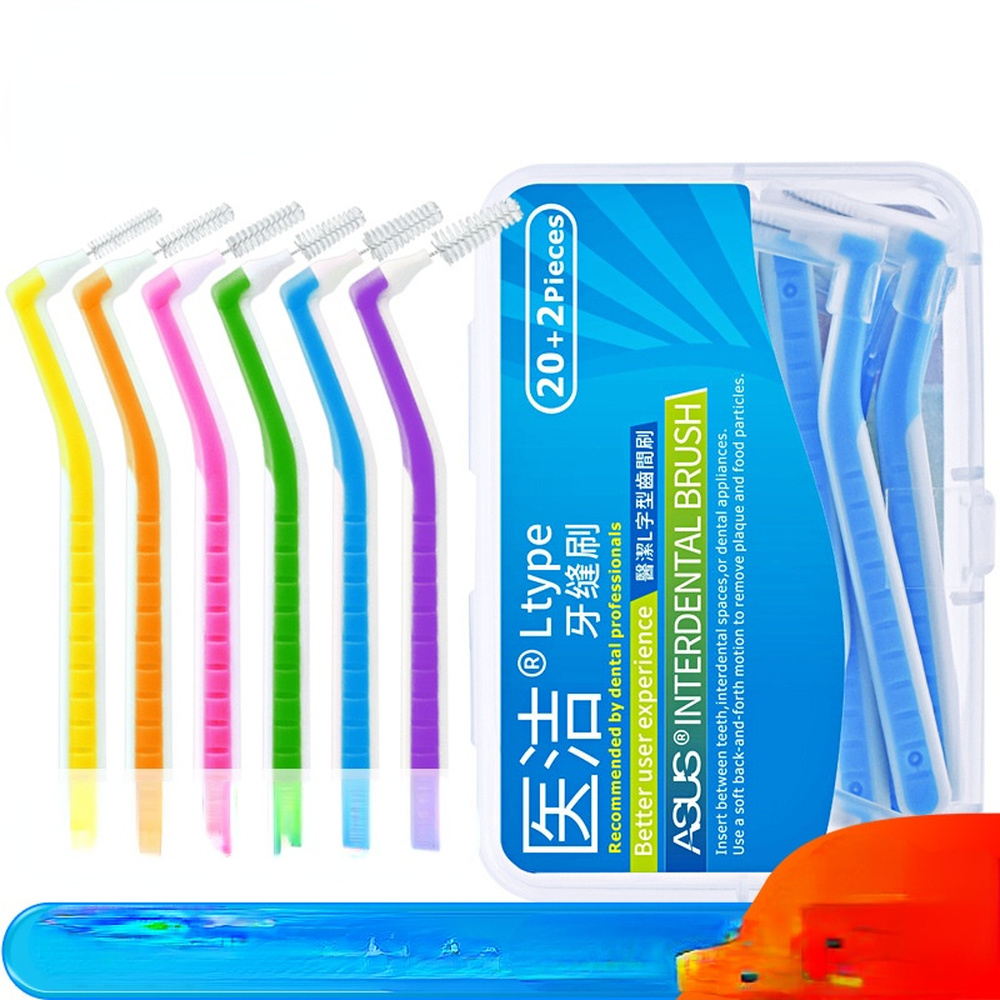 Interdental Brushing Interdental Brushing Braces Tooth Gap Cleaning Adult Children Straightening L-shaped Tooth Gap Brush 20+2