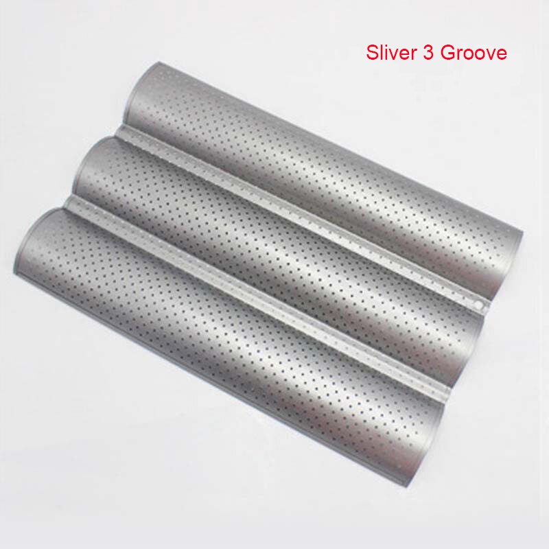French Bread Baking Mold Bread Wave Baking Tray Practical Cake Baguette Mold Pans 2/3/4 Groove Waves Bread Baking Tools: Sliver 3 Groove