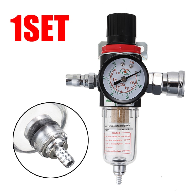Universal 1pc 0-150 psi lufttrykkregulator kompressor olje vannseparator gauge filter ventil deler tilbehør verktøysett