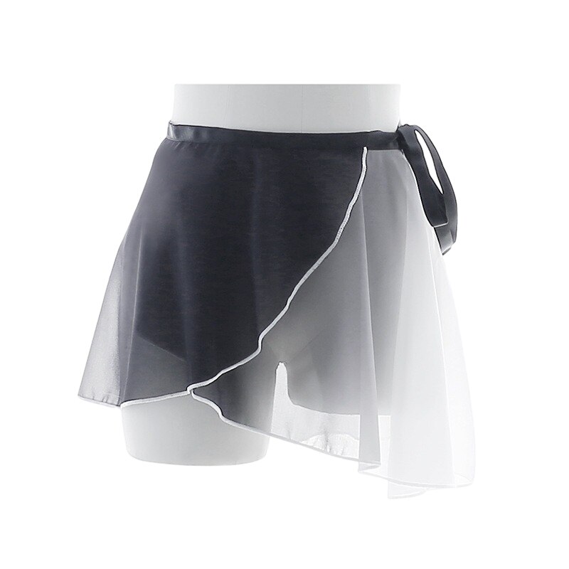 Faldas cortas de gasa para Ballet para mujer y niña, Ropa de baile ligera suave, falda de Ballet de Color contrastante negro-rojo
