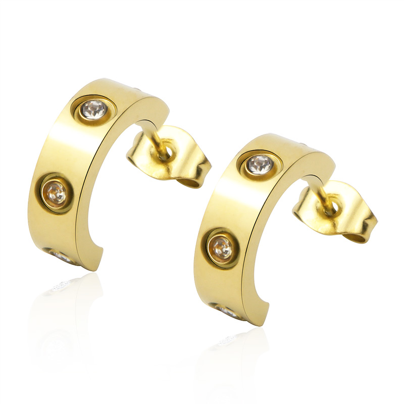 Rvs C-Vormige Kristallen Oorbellen Unisex Oorbellen Sieraden