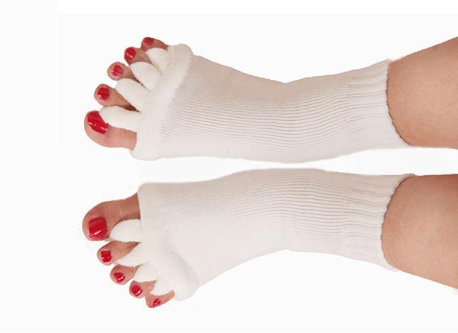 1 Paar Voetverzorging Sokken Katoen Anti Kraken Teen Aparte Sokken Vijf Tenen Blootgesteld Zachte Geurloos Voet Ontspanning