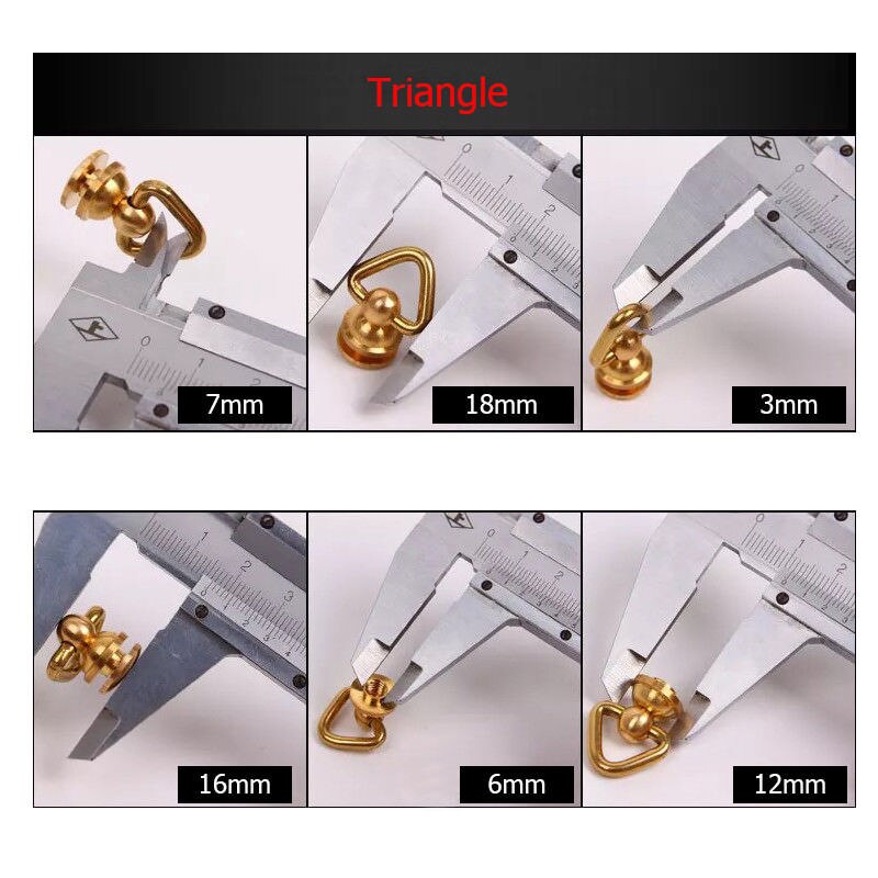 Rivets avec anneau en laiton, goujons de poteau, Rivet avec anneau en D, dos de vis à tête ronde, taches de clou pivotantes à 360 points, artisanat du cuir bricolage-même: Triangle ring
