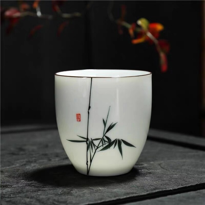 Keramische Traditionele Chinese Thee Kopjes Wit Porselein Thee Set Accessoires Kantoor Theekopjes Draagbare Retro Water Mok Drinkware: F