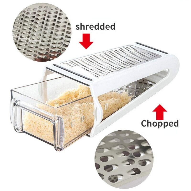 2 Sided Stainless Steel Manual Vegetable Cheese Grater With Container Box Tray Multipurpose Kitchen Tool Vegetable Cutting Tool