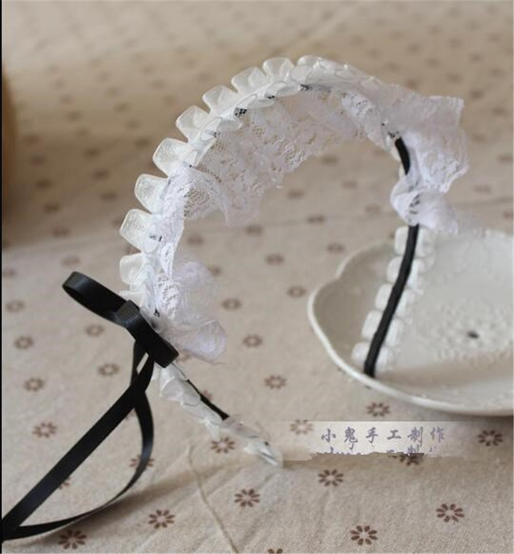 Bandeau en dentelle pour filles, 1 pièce, blanc, Lolita KC, couvre-chef Vintage, Style palais japonais, B502