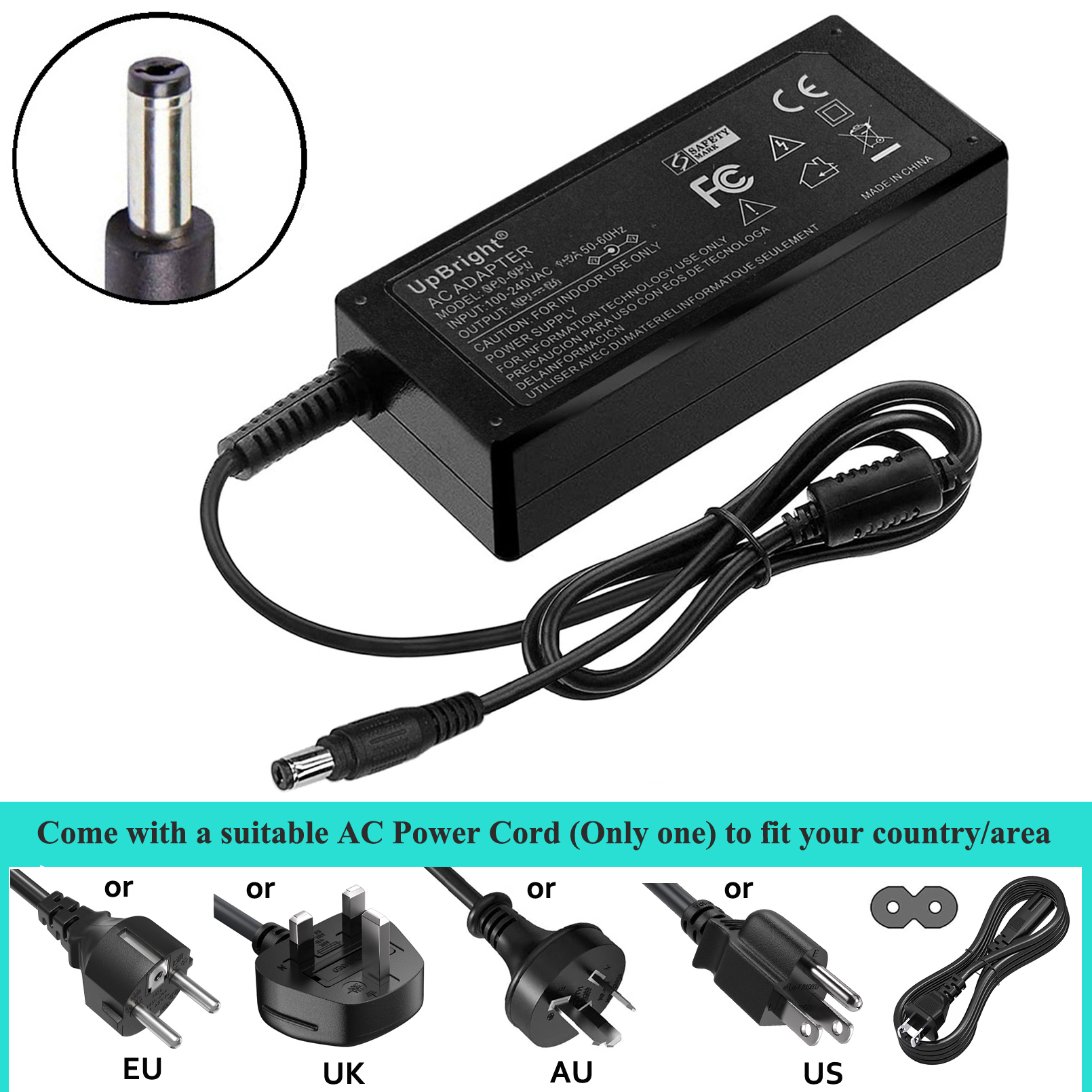 19V AC Adapter or Car Charger for Getac F110 G2 G3 F110G2 F110G3 Rugged Tablet PC F 110 Office Docking Station 65W Power Supply: black