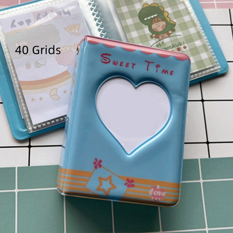 Love Heart A5 Binder Photo Album Cover Storage Album Book Cover Card Holder Sticker Small Card Storage Hollow DIY: 3 Inch 40 Cards b4