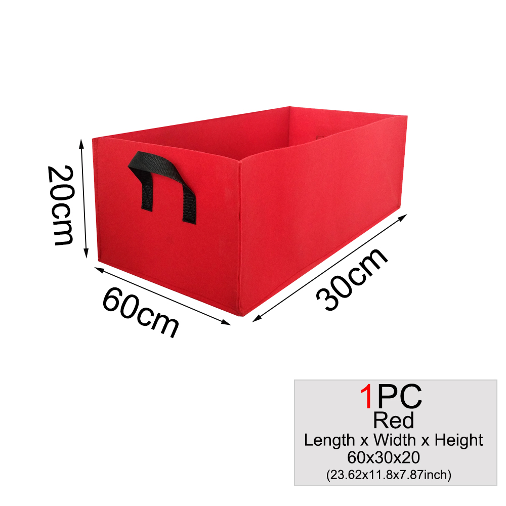 Muciakie 1pc firkantet stof voksepose potteposer haveplantepose grøntsags plantepose plantepotte med håndtag til planter: 1pc 60 x 30 x 20cm rød