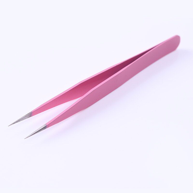 Angled Straight Pink Eyebrow Tweezers Stainless Steel Face Hair Removal Eye Brow Trimmer Nail Art Tool: Straight head