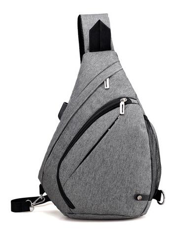 UOSC USB Ladung Rucksack für Jugendliche Jungen Schule Tasche für Männliche Schulter Crossbody Brust Rucksack Mochila: tief grau