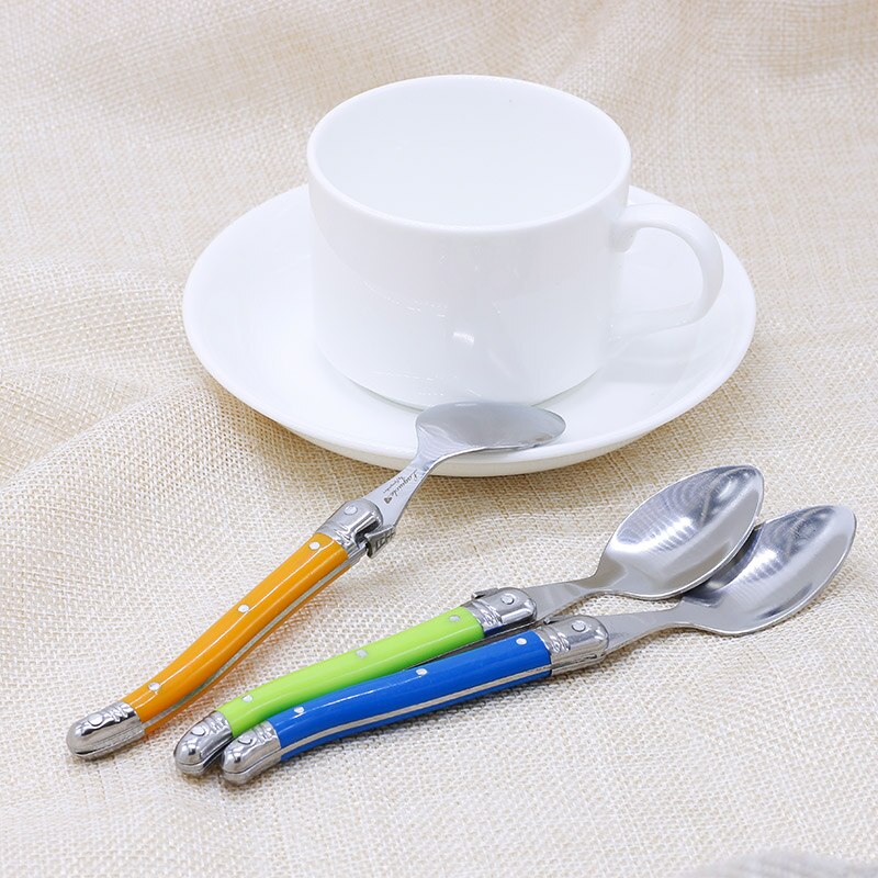 6-12pcs 6&#39;&#39; Laguiole Teaspoons Rainbow Handle Small Coffee Ice Tea Spoon Mini Steel Stirring Spoon Dessert Honey Cake Ice Cream