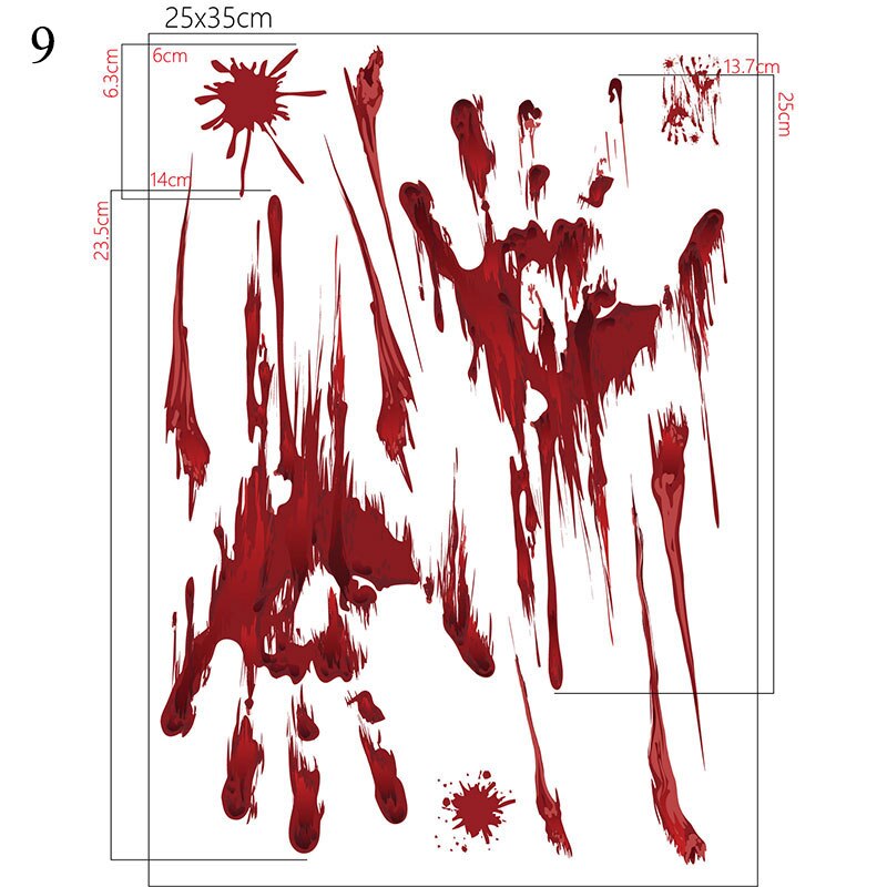 Halloween Bloody Handprint Stickers Horrible Wall Window Door Floor Decal Stickers Party Decoration Haunted House Prop: 9