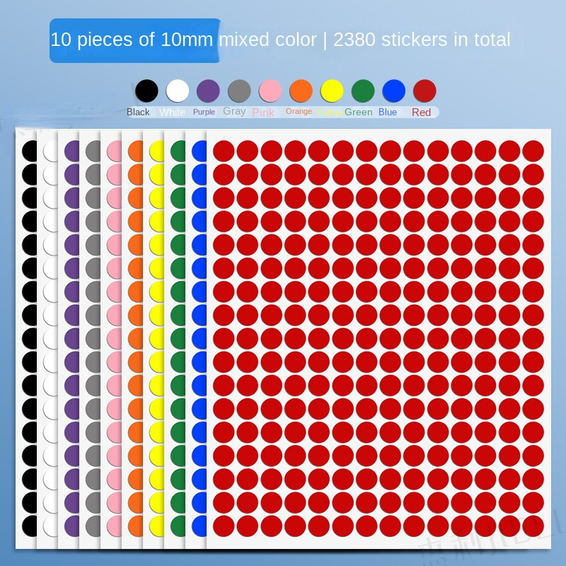 10 Sheet Colored Dot Stickers Round Color Coding Labels Polka Circle Dot Label Sticker for Office,Classroom Party Decoration