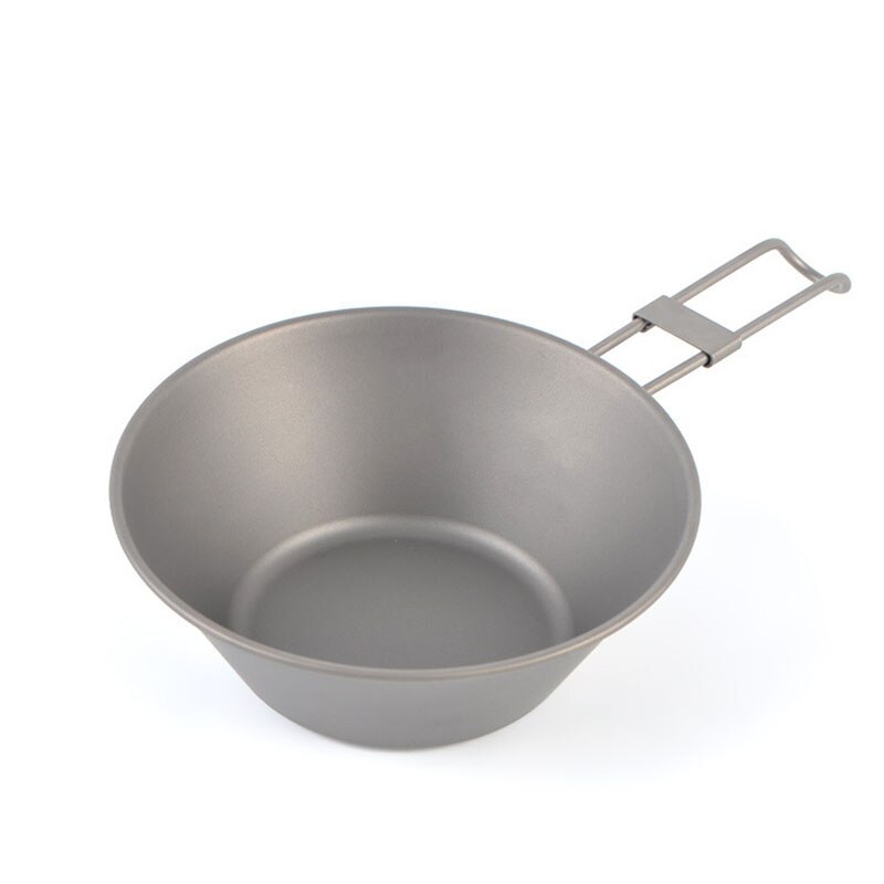 Hopfällbara skålar i titan matlåda med lock utomhus camping matlagningsskål köksredskap resa vandring middagslådor 300ml 450ml 500ml