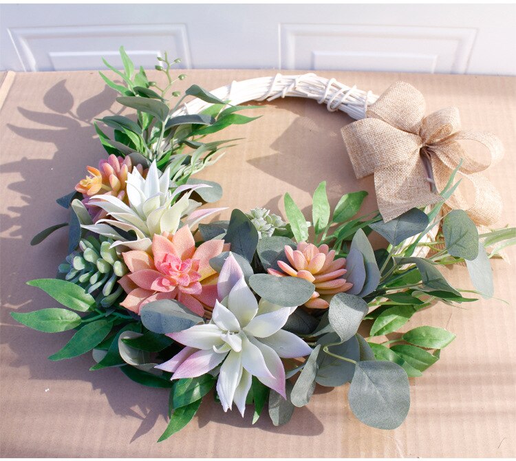 Fall Wreath Artificial Flower Wreaths Door Hanging Handmade Wall Hanging Garland Rattan Farmhouse Decor Door Decoration Navidad