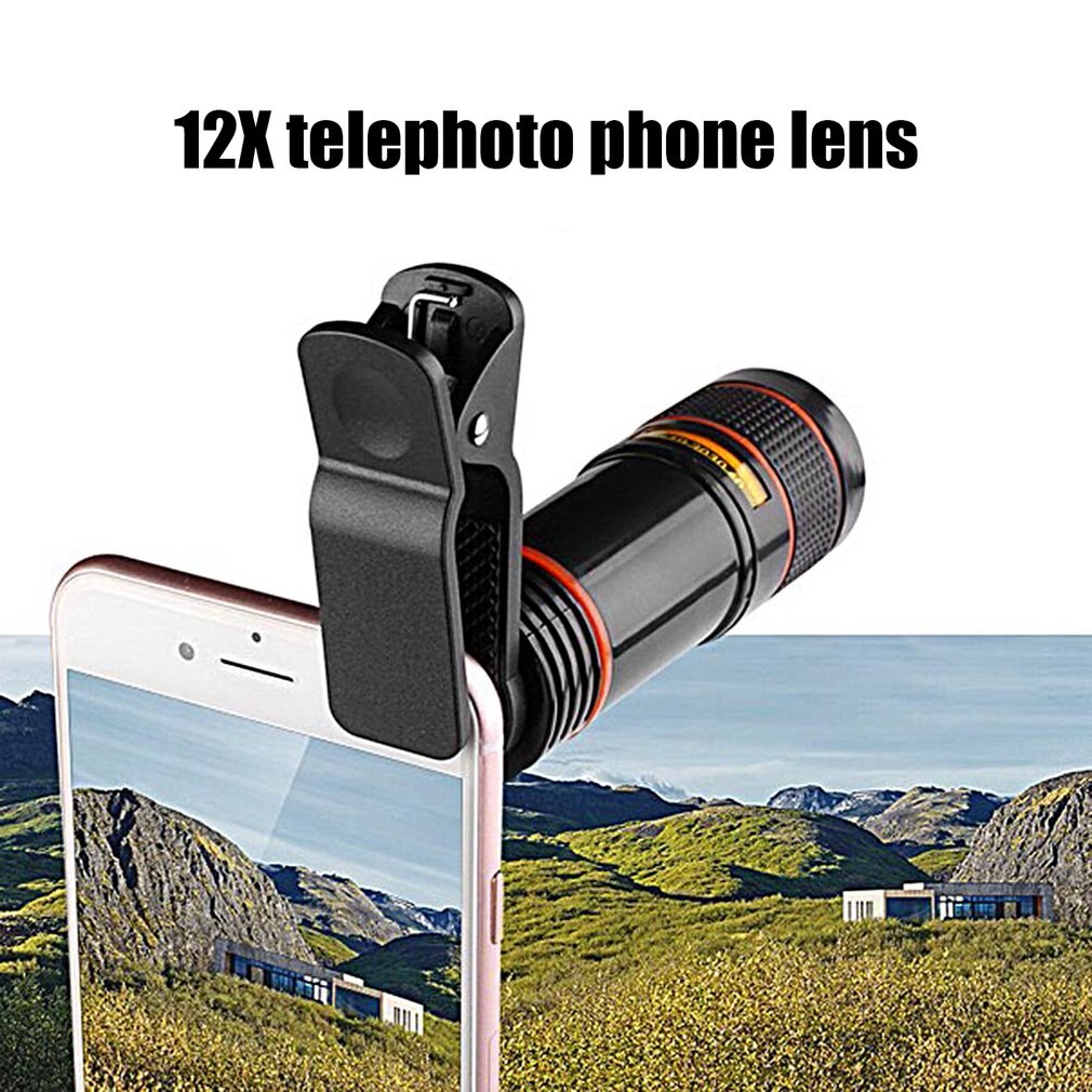 praktisch Kamera Objektiv 12X Zoomen Teleobjektiv Externe Teleskop mit Clip für Smartphone Tele Len Runde