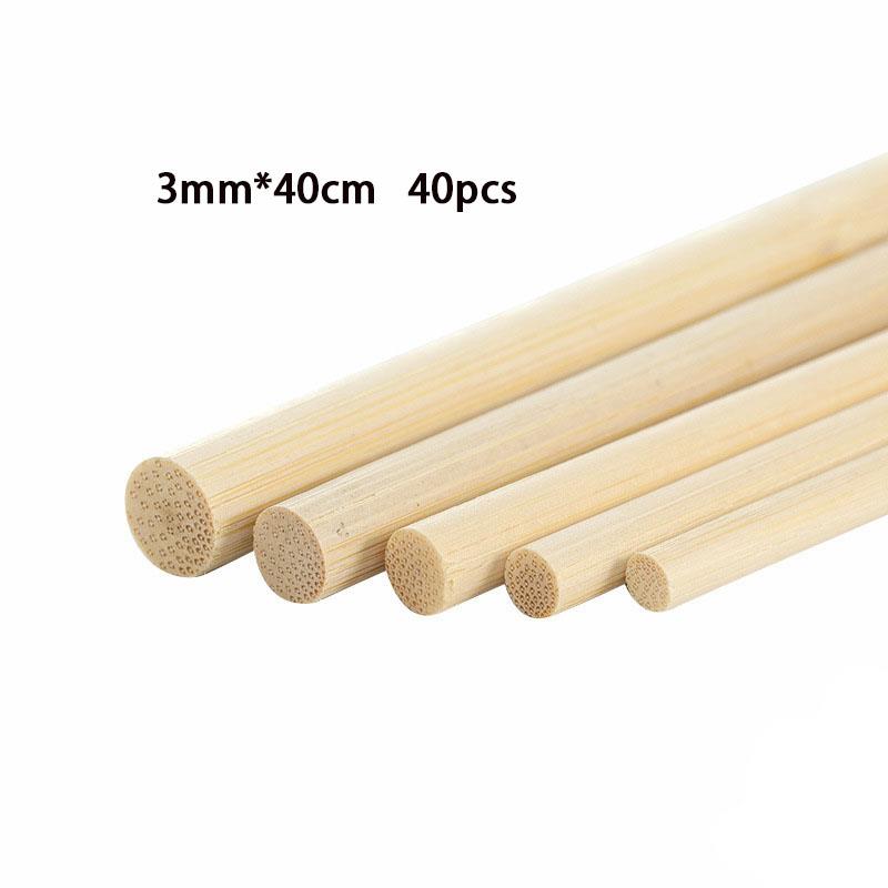 Palos redondos de bambú de madera de 3-8mm, manualidades hechas a mano, Material de palitos de madera pequeños para suministros de carpintería: Naranja