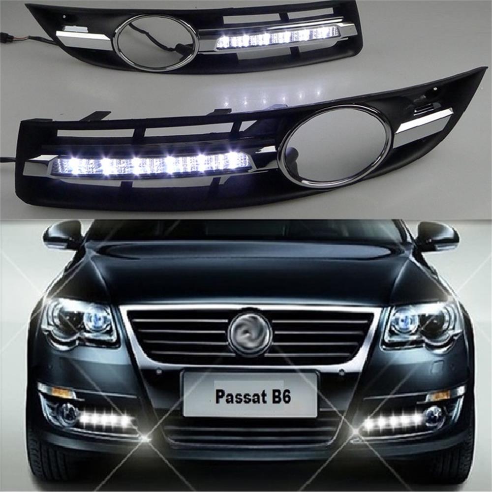 2Pcs x LED DRL For VW Passat B6 2006 2007 Car-styling LED DRL Daytime Running Light Waterproof With Harness