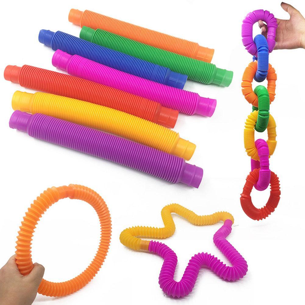 Kinderen Vent Decompressie Speelgoed Telescopische Balg Zintuiglijke Speelgoed Kleur Stretch Tube Fun Telescopische Buis