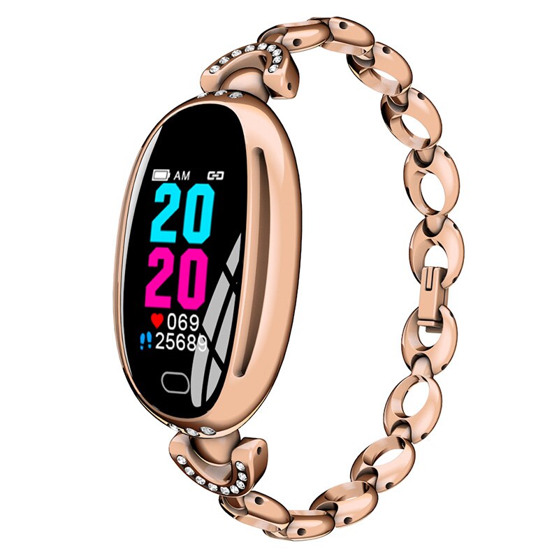 Smart watch  e68 h8 kvindelig smart armbånd blodtrykspulsmåler skridttæller fitness tracker bedre end  z18: E68 guld