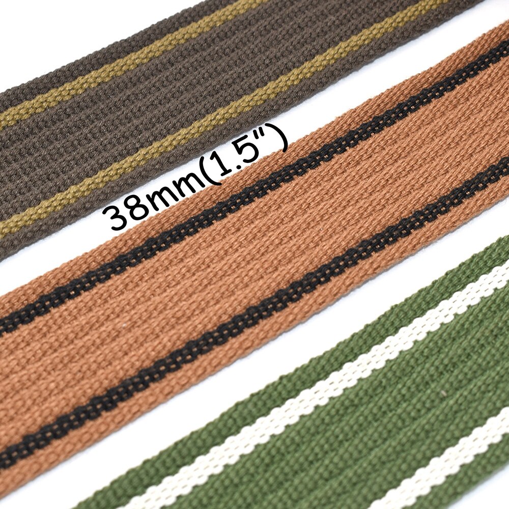 1.5"Stripe Webbing Cotton Webbing Bag Strap Fabric belt Canvas Webbing Pet Collar webbing Knapsack Strapping for Textile Sewing
