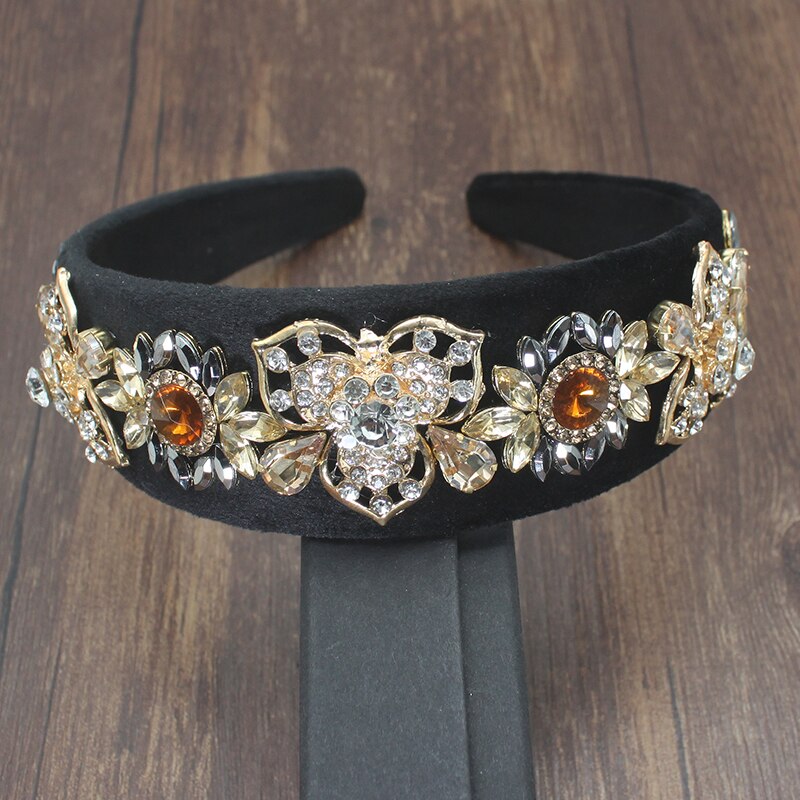 Luxus Vintage Samt Haar Zubehör Rot Schwarz Kristall Barock Hairband Elegante Strass perle Stirnband Für Frauen hochzeit: champagne headband